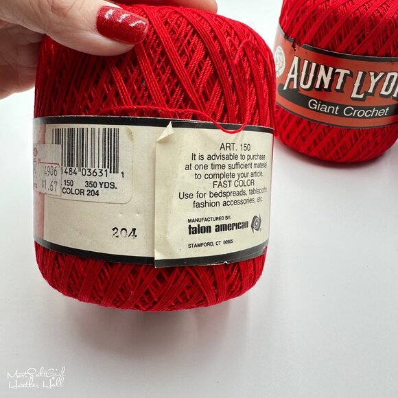 Vintage Aunt Lydias Giant Crochet Thread Red 100% Mercerized Cotton 350 Yards - Picture 4 of 6